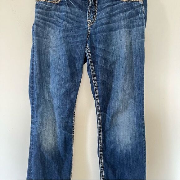 Silver VTG Y2K Suki  17" Dark Wash Medium Rise Stitching Bootcut Jeans - Picture 12 of 14